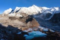 Mount Cho Oyu and Cho Oyu base camp area, morning view Royalty Free Stock Photo