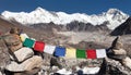 Mount Cho Oyu with prayer flags