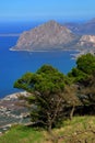 Mount Cofano and Mediteranean Sea, Sicily Royalty Free Stock Photo