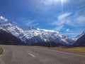 Mount Cook covered in snow on a sunny day, South Island, New Zealand Royalty Free Stock Photo