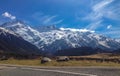 Mount Cook covered in snow on a sunny day, South Island, New Zealand Royalty Free Stock Photo