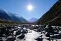 Mount Cook and River,New Zealand Royalty Free Stock Photo