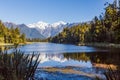 Mount Cook and mount Tasman portrait. Southern Alps. South Island. New Zealand