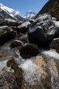 Mount Cook with river flowing over rocks in the foreground, Mount Cook Aoraki National Park, New Zealand Royalty Free Stock Photo