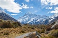 Mount Cook snow peak in Hooker Valley, New Zealand