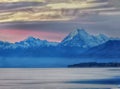 Mount Cook in the South Island of New Zealand in the blue evening light Royalty Free Stock Photo