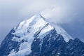 Mount Cook summit in Aoraki Mount Cook National Park, South Island, New Zealand. Royalty Free Stock Photo