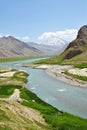 Mount Damavand and Lar dam lake , Iran