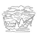 Mount Dana in Yosemite National Park and Ansel Adams Wilderness California Monoline Line Art Drawing