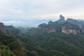 Mount Danxia in cloudy day Royalty Free Stock Photo