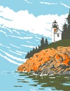 Mount Desert Island in Hancock County Off the Coast of Maine Part of Acadia National Park WPA Poster Art