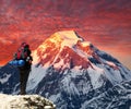 Mount Dhaulagiri with climber or tourist Royalty Free Stock Photo