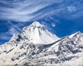 Mount Dhaulagiri, view from Thorung La pass Royalty Free Stock Photo