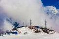 2014 07 Mount Elbrus, Russia: Panoramic view of the station GaraBashi Royalty Free Stock Photo
