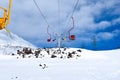 Mount Elbrus with ski slopes. Caucasus snowy mountains. Alpine skiing in the fresh air. skiers in the snow. mountain snowy landsca