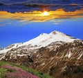 Mount Elbrus in summer day Royalty Free Stock Photo