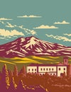 Mount Etna in Messina and Catania Sicily Italy WPA Art Deco Poster