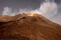 The Mount Etna slowly erupting in Sicily, Italy. Royalty Free Stock Photo