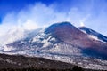 Mount Etna summit where vent smoke ready to erupt Royalty Free Stock Photo