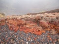 Mount Etna volcanic rocks in red iron formations. Sicily, Italy