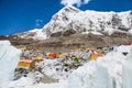 Mount Everest base camp, tents, Khumbu glacier and mountains, sagarmatha national park, trek to Everest base camp - Nepal Royalty Free Stock Photo