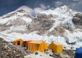 Mount Everest base camp, tents, Khumbu glacier Royalty Free Stock Photo