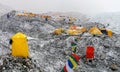 Mount Everest base camp, tents and prayer flags Royalty Free Stock Photo