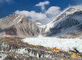 Mount Everest base camp, tents and prayer flags, Nepal Royalty Free Stock Photo