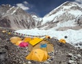 Mount Everest base camp, tents and prayer flags