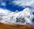 Mount Everest with beautiful sky and Khumbu Glacier Royalty Free Stock Photo