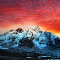 Mount Everest with beautiful sunset clouds Kala Patthar Royalty Free Stock Photo