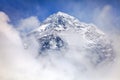 Mount Everest with clouds from Kala Patthar Royalty Free Stock Photo