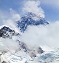 Mount Everest with clouds from Kala Patthar Royalty Free Stock Photo