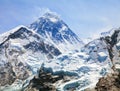 Mount Everest with clouds from Kala Patthar Royalty Free Stock Photo