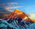 Mount Everest evening view Nepal Himalays mountains