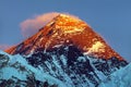 Mount Everest evening view Nepal Himalays mountains