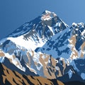 Mount Everest from Gokyo peak, vector illustration