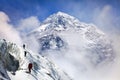 Mount Everest with group of climbers