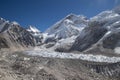 Mount Everest is highest mountain above sea level in Mahalangur Himal sub range of Himalaya.Everest base camps refers to South Royalty Free Stock Photo