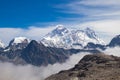 Mount Everest is highest mountain above sea level in Mahalangur Himal sub range of Himalaya.Everest base camps refers to South Royalty Free Stock Photo