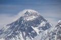 Mount Everest is highest mountain above sea level in Mahalangur Himal sub range of Himalaya.Everest base camps refers to South Royalty Free Stock Photo