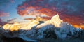 Mount Everest Himalaya sunset panorama Nepal mountains Royalty Free Stock Photo