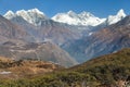 Mount Everest, Lhotse and Ama Dablam from Kongde Royalty Free Stock Photo