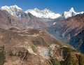 Mount Everest, Lhotse, Ama Dablam and Namche Bazar Royalty Free Stock Photo