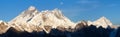 Mount Everest Lhotse and Makalu evening sunset view Royalty Free Stock Photo