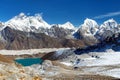 Mount Everest, Lhotse, Makalu and Gokyo Lake Royalty Free Stock Photo