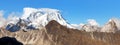 Mount Everest Lhotse and Makalu from Renjo pass Royalty Free Stock Photo