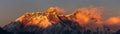 Mount Everest Lhotse Nepal Himalayas mountains sunset Royalty Free Stock Photo