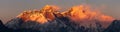 Mount Everest Lhotse Nepal Himalayas mountains sunset Royalty Free Stock Photo