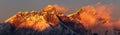 Mount Everest Lhotse Nepal Himalayas mountains sunset Royalty Free Stock Photo